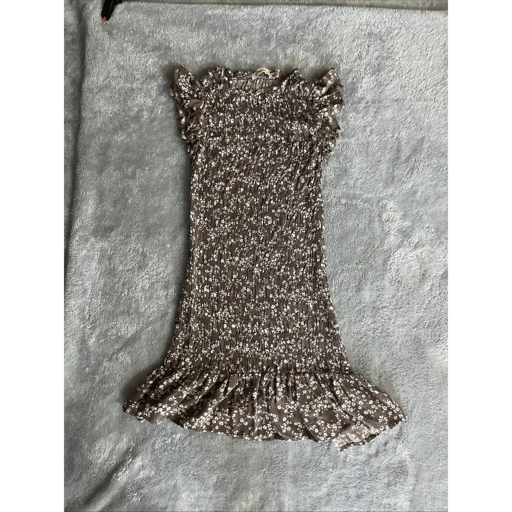 Kids Size Medium Liberty Love Dress Brown With White Flowers